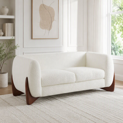 Boucle Loveseat with Faux Sherpa Texture