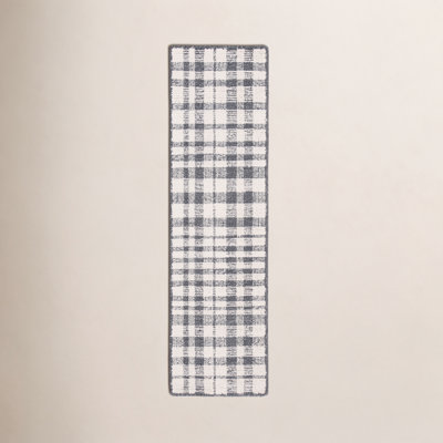 Ivory Black Hand-Tufted Plaid Rug