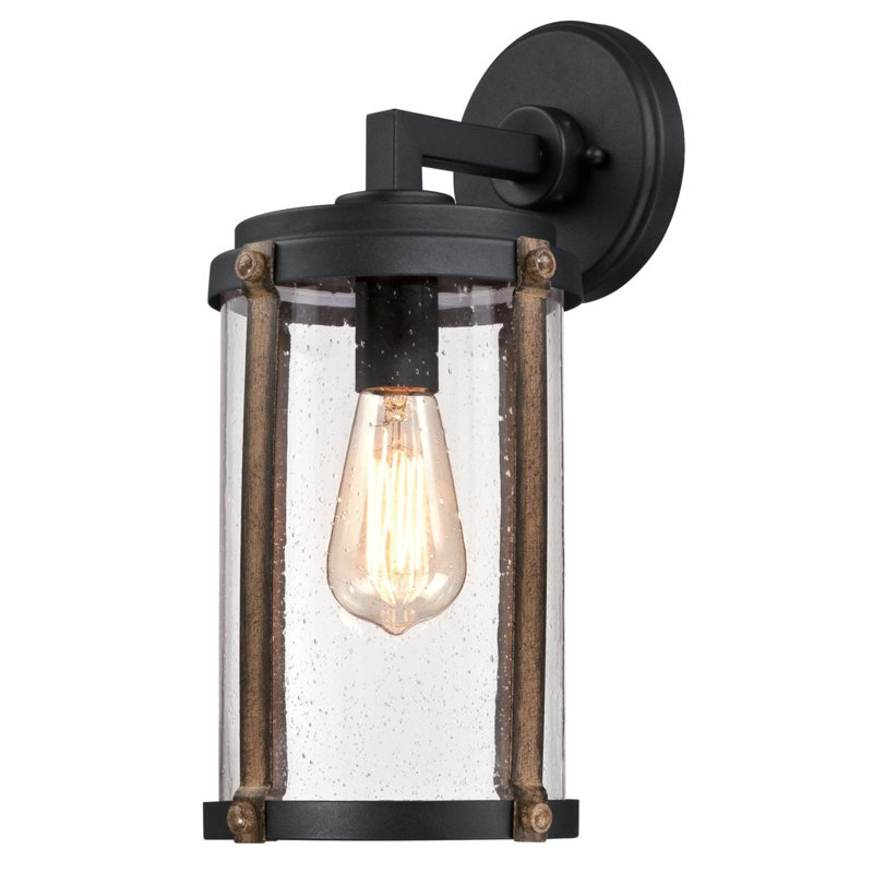 Textured Black Seeded Outdoor Wall Lantern, Textured Black