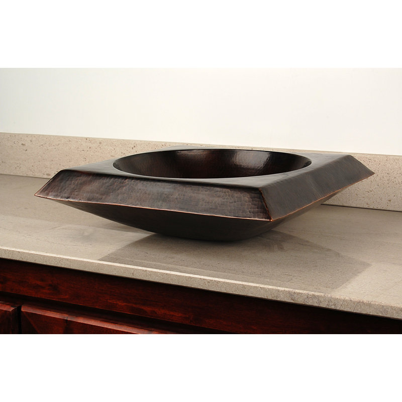D'Vontz Bonaire 16.5'' Copper Square Bathroom Sink, Dark Smoke Copper