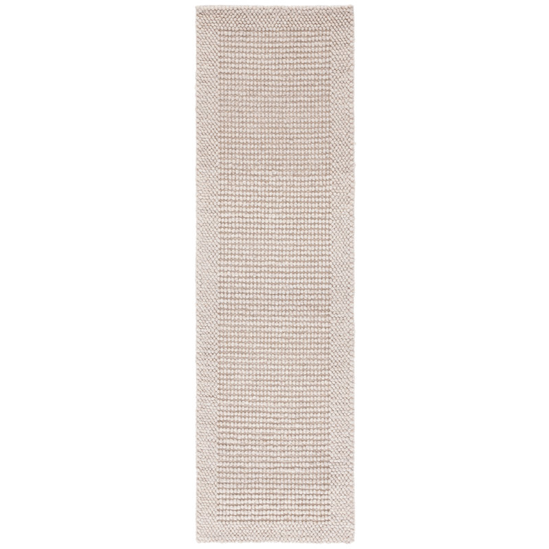 Bibbee Hand Woven Wool/Pet Wool/Cotton Solid Color Rug in Beige, Runner 2'3" x 11'