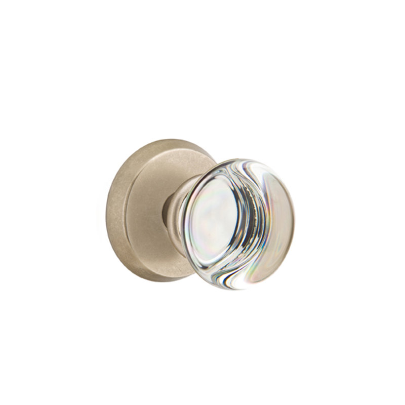 Double Dummy Providence Crystal Knob with # 2 Rose, Tumbled White Bronze
