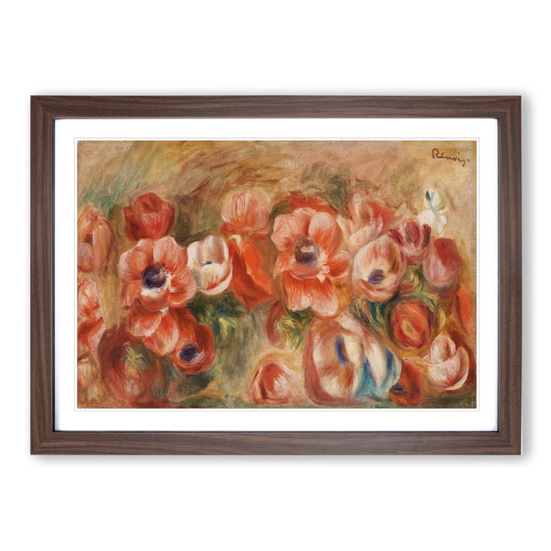 Anemones by Pierre-Auguste Renoir - Picture Frame Painting, Walnut, 27cm H x 36cm W x 2cm D