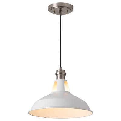 Gollenberg 1-Light Modern Dimmable Single Pendant Light in Matte White with Metal Shade