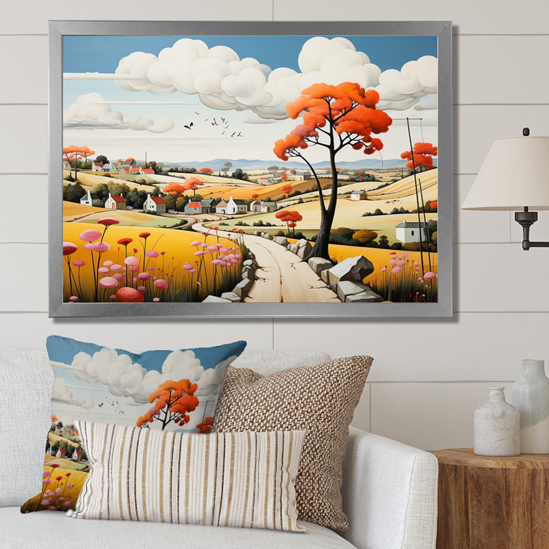 De Stijl Style County Side III sur toile, H 12 po x l 20 po x P 1 po, Cadre simple argenté
