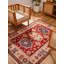 Tapis d'intérieur rond oriental en soie et laine crème et rouge, noué à la main, fait main-358529560