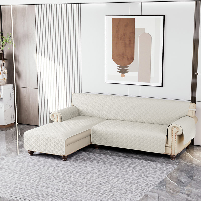 Housse pour canapé modulaire réversible, H 0,2 po x l 82 po x P 22 po, Microfibre beige