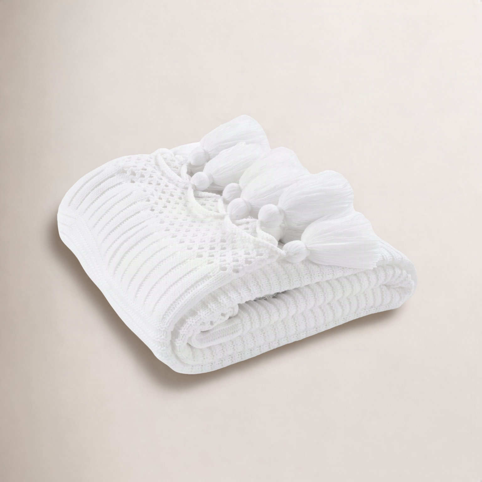 Shafira Knit Throw Blanket, White