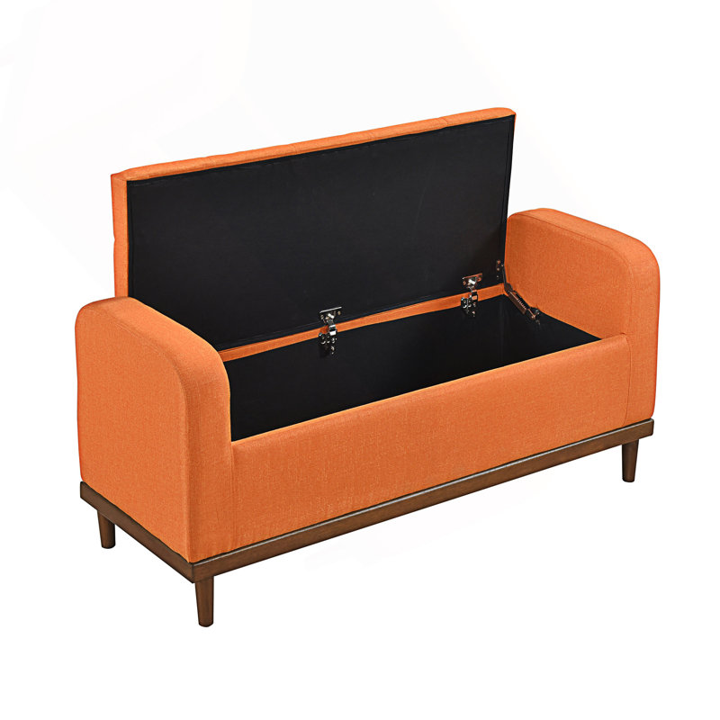 Banc de rangement Mid-Century, Orange