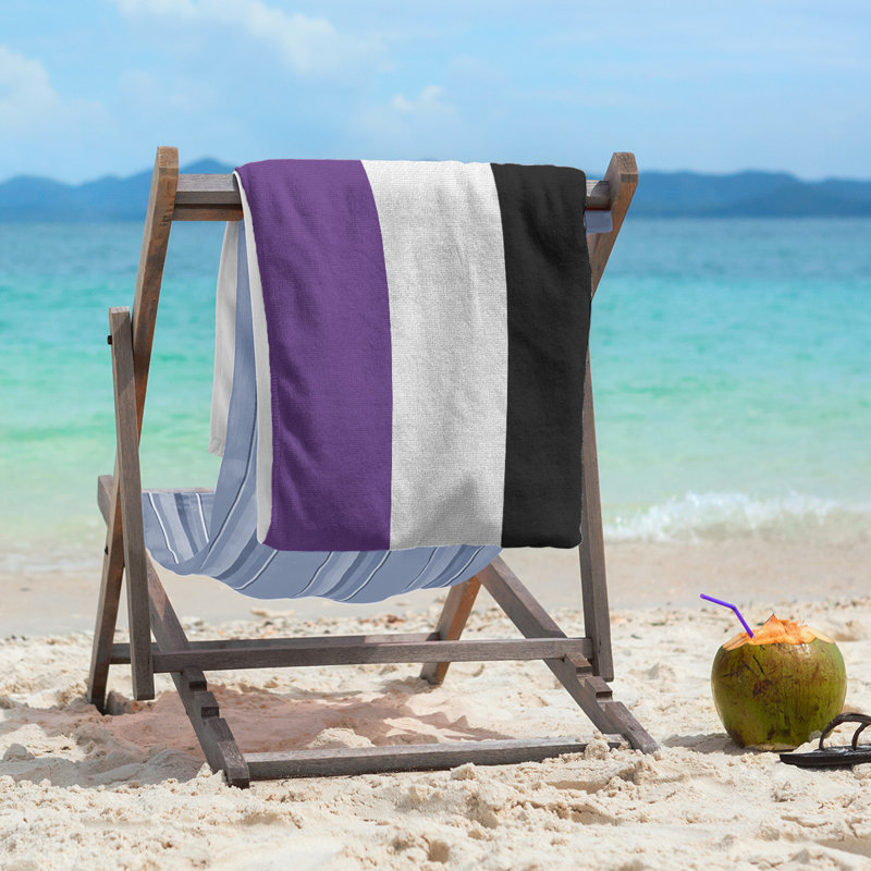 Cotton Blend Lightweight Beach Towel, Purple/White/Black