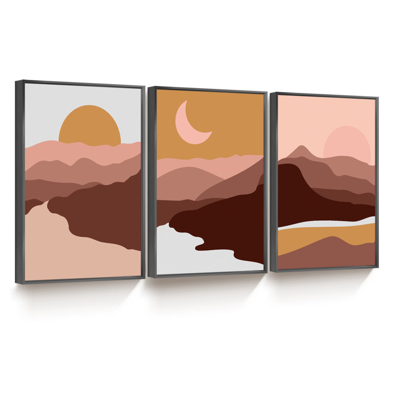 Ensemble de 3 reproductions de photos sur toiles, H 24 po x l 48 po x P 1,5 po, Noir