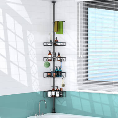 Shower Caddy Corner Tension Pole,Stainless Steel Adjustable Floor to  Ceiling Corner Shower Caddy Stand for Bath Inside Shower Organizer Storage  with