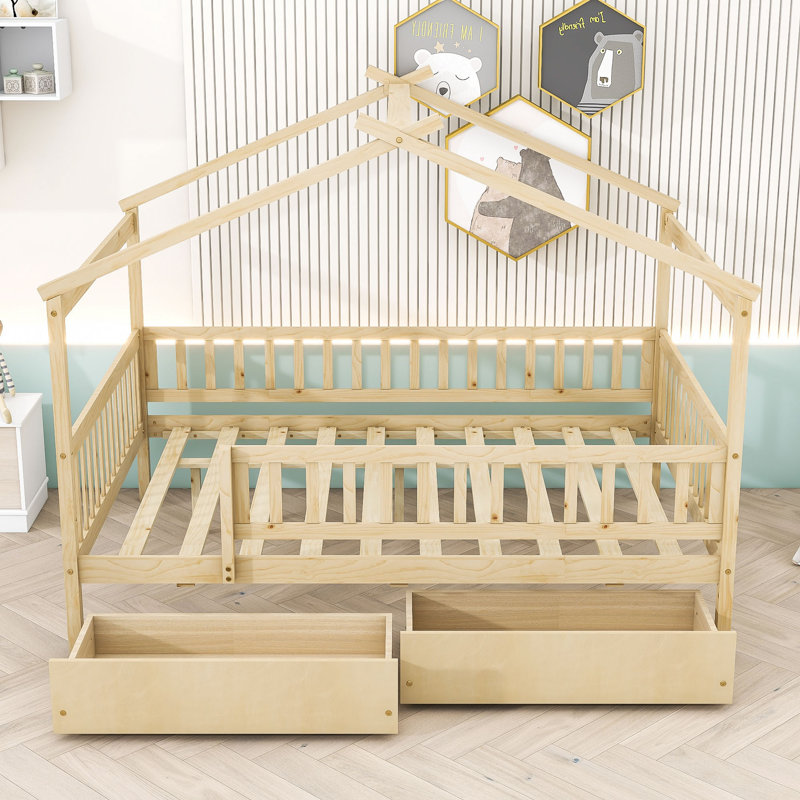 Velida Twin Daybed with Two Drawers, Natural, Full/Double