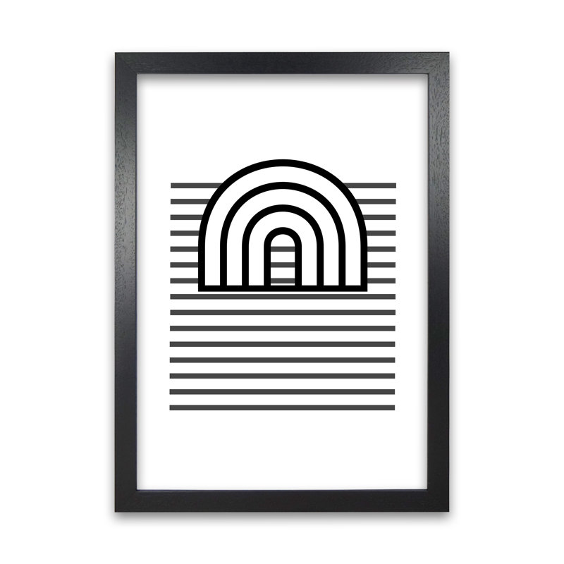 3D Rainbow And Lines Original - Print, 30cm H x 21cm W x 3cm D, Black Frame