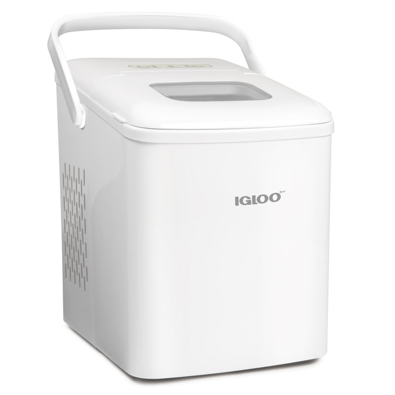 Machine à glaçons de comptoir automatique autonettoyante de 26 livres avec poignée Igloo, Blanc