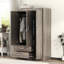 Armoire 3 portes avec 2 tiroirs, effet grain de bois-1887808332