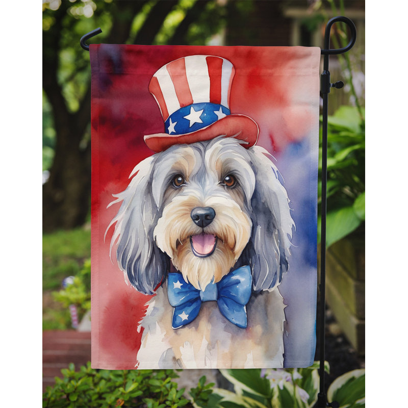 Drapeau patriotique du jardin américain, Terrier tibétain brun / gris