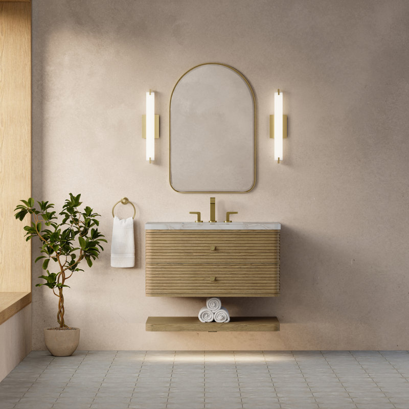 Allamari 36" W Single Vanity, Victorian Silver Silestone, 8" Widespread, Dune Mist