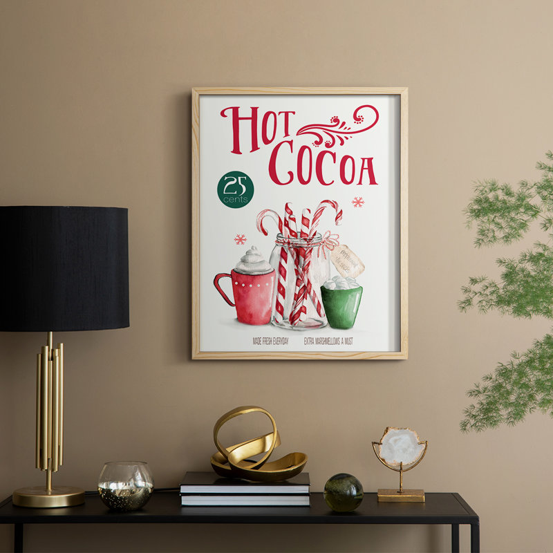 Hot Cocoa Framed Print - Solid Wood, Natural, 15" H x 12" W