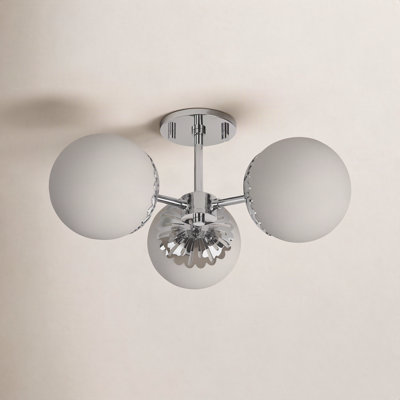 Deniaud 3 Light Glass Semi Flush Mount