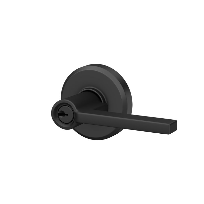 F Series Latitude Keyed Entry Leverset with Greyson Rosette, Yes, Keyed Alike, Matte Black