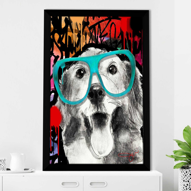 Golden Retriever (Vertical) par By Jodi - impression, H 49,5 po x l 33,5 po x P 1 po, Cadre noir