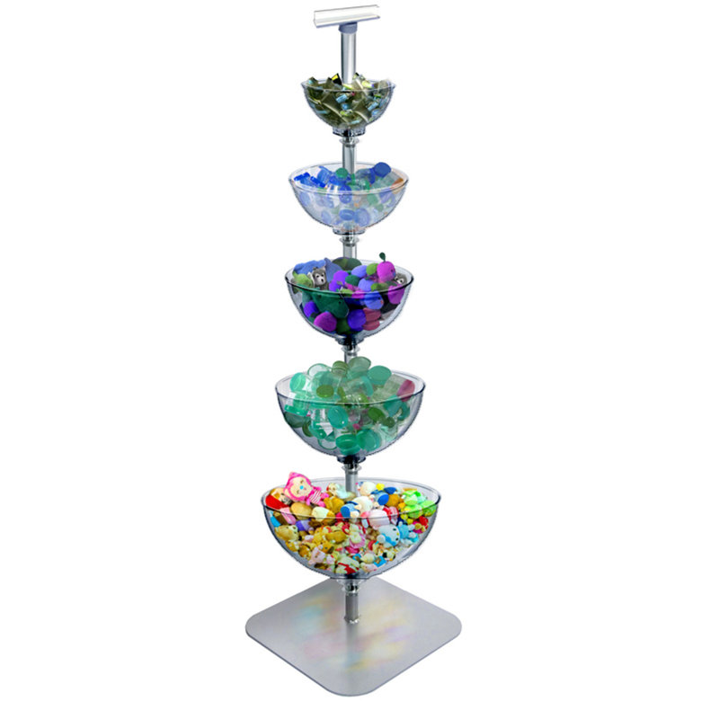 Extra Large Clear Acrylic Five-Tier Cascading Bowl Floor Display