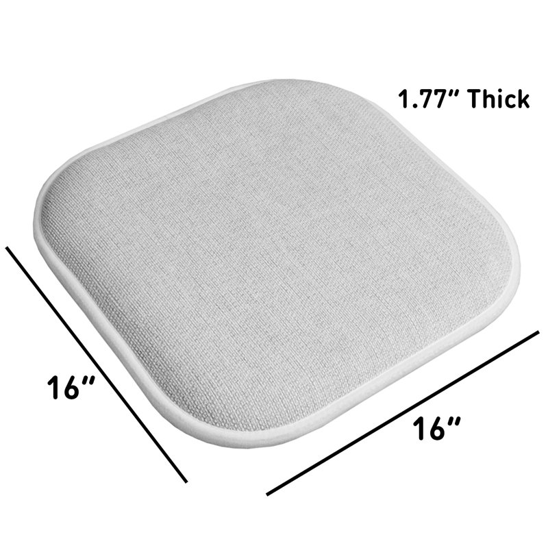 Alexis Memory Foam No Slip Back 16" x 16" Chair Pad Cushion, Gray/White, 12-Pack