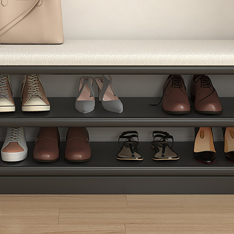 32.7in Shoe Storage Bench, Black/Beige