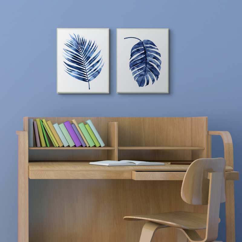 « palm frondes plante duo », ensemble de 2 reproductions de peintures à l’aquarelle, Plaque murale