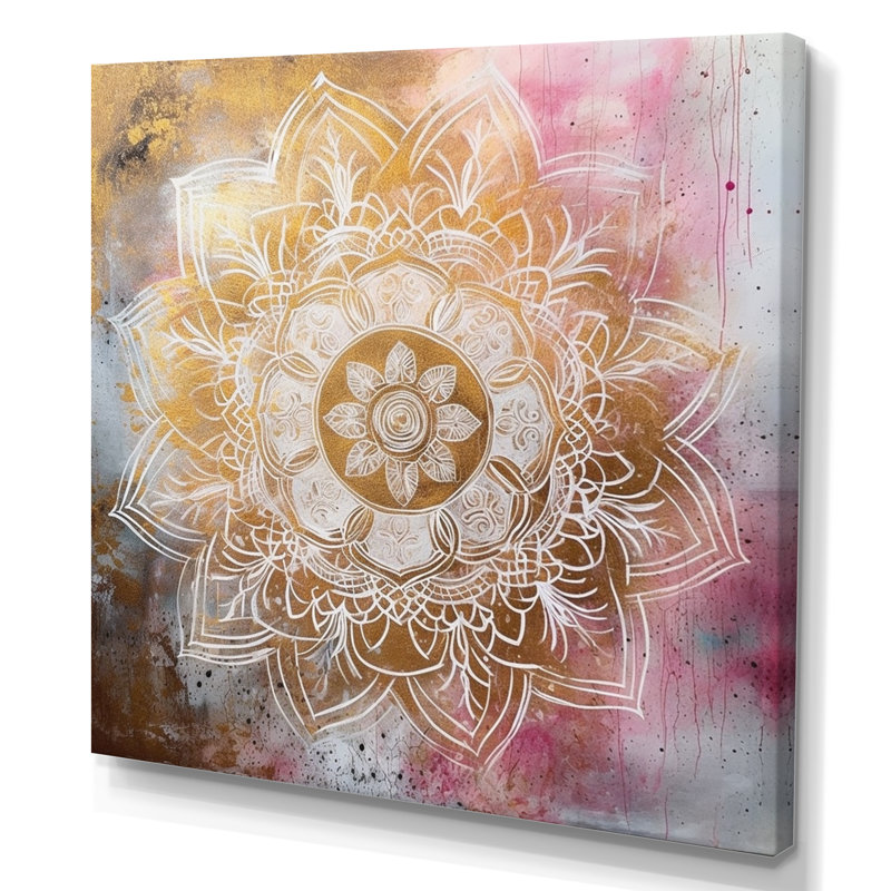 Mandala doré rose I - impression, Toile tendue, 16" H x 16" W