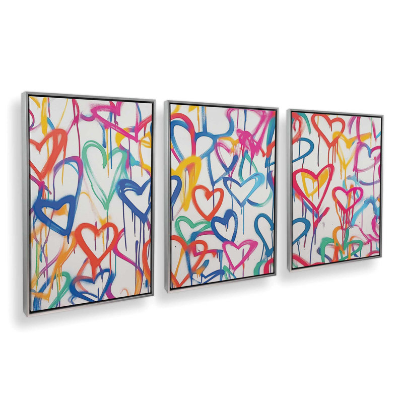 «Love in Motion», ensemble de 3 impressions, Cadre flottant en chrome poli, 36 po x 24 po
