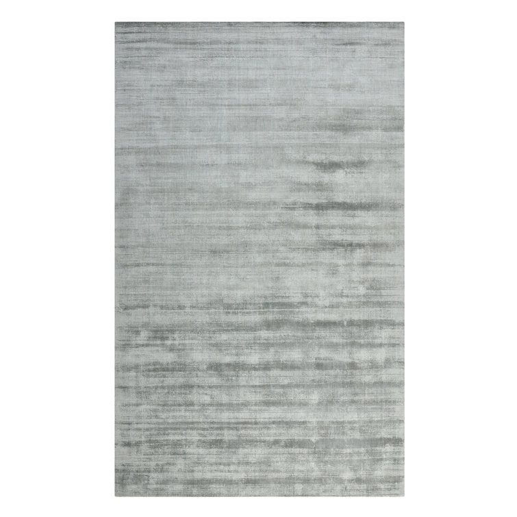 Handwoven Art Silk Gray Striped Area Rug