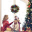 18-Inch Pre-Lit Wreath – 40 Multi-Color LEDs, Timer & Merry Christmas Sign for Door