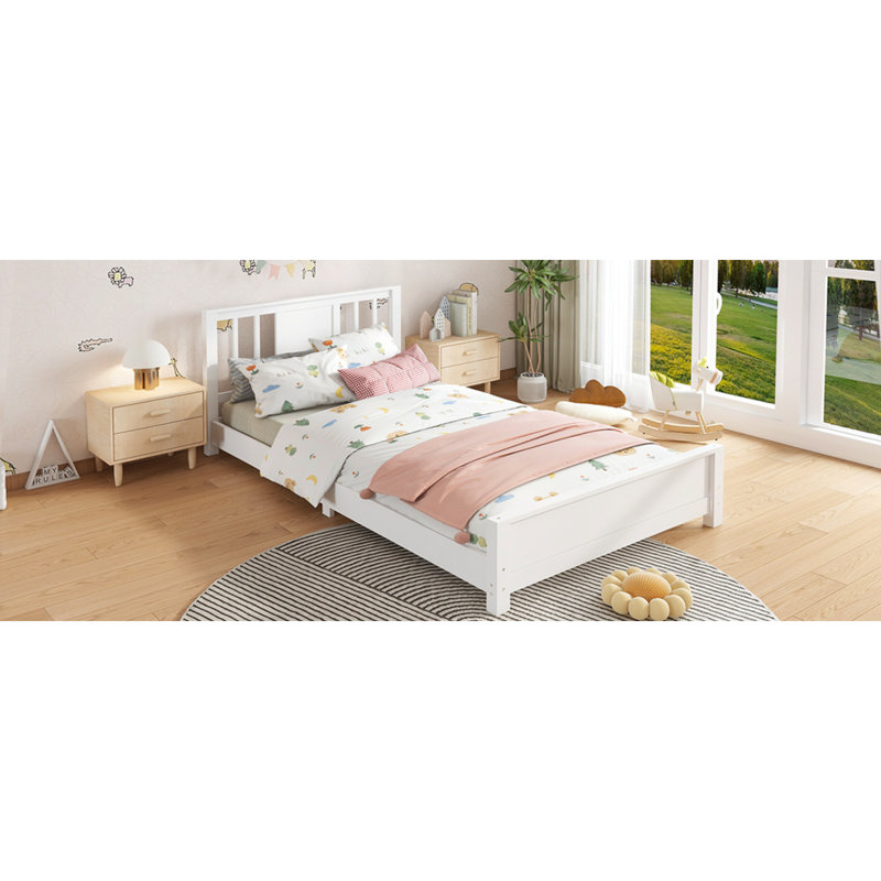 Base de lit plateforme simple avec tête de lit, base de lit plateforme en bois massif, lit de plancher avec lattes de soutien