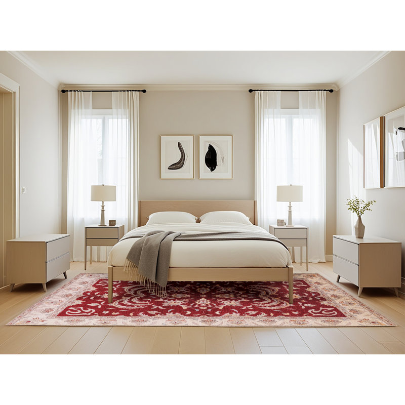 Tapis oriental rouge / ivoire Boghos, Rectangle 5 pi x 8 pi