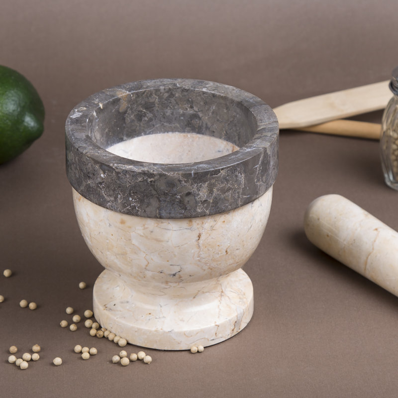 Marble Mortar And Pestle Set, 5.75" H x 5.9" W x 5.9" D