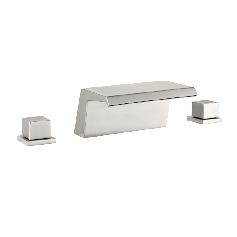 Robinet de salle de bain à large entraxe avec bonde, Nickel brossé