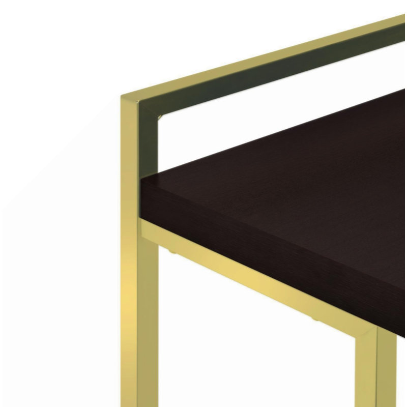 Rectangular Top Snack Table, Black Top/Gold Base