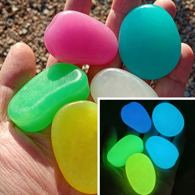 50 pièces 1 sac de galets lumineux surdimensionnés - lumières de pelouse bricolage en pierres lumineuses de résine de 1,65 pouce, convenant pour Noël intérieur / extérieur, aquariums, Halloween, décoration de fête, y compris les jardins-) décoration durable tout temps, décoration de jardin extérieur