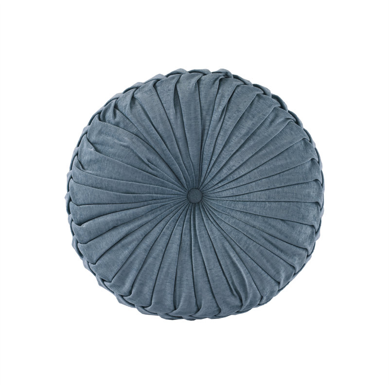 Poly Chenille Round Floor Pillow Cushion, Aqua