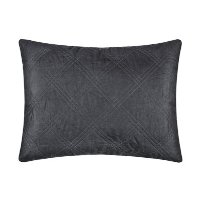 Washed Linen Charcoal Quilted King Sham