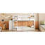 Lit superposé simple en bois massif blanc avec rangement pratique, 4 tiroirs et 3 tablettes - blanc, espace généreux-82035817-82035819