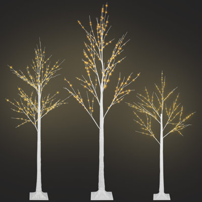 3-Piece White Lighted Artificial Christmas Trees for Decoration, Christmas Wedding Party Decorations