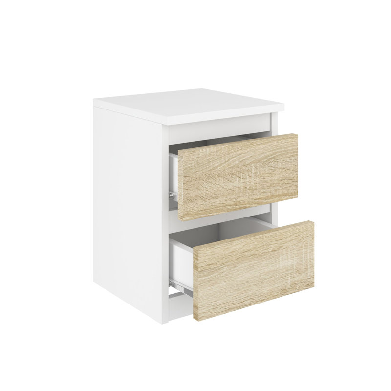 Ramlal 30cm W Manufactured Wood Bedside Table, White/Brown