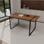 Ensemble de table de salle à manger en bois naturel 59 po et chaise de salle à manger moderne 59 pièces, ensemble de table de salle à manger en bois de style médiéval, base en métal rectangulaire, table de salle à manger et chaise en suède-2040414370