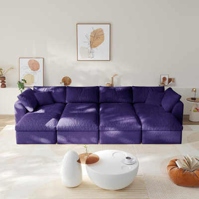 Cloud Boneless Sectional Couches For Living Room, Convertible Couch With Ottoman, Modular Sectional Sofa With Deep Seat,No Assembly Required With Throw Pillows (4 Seater+4 Ottoman)