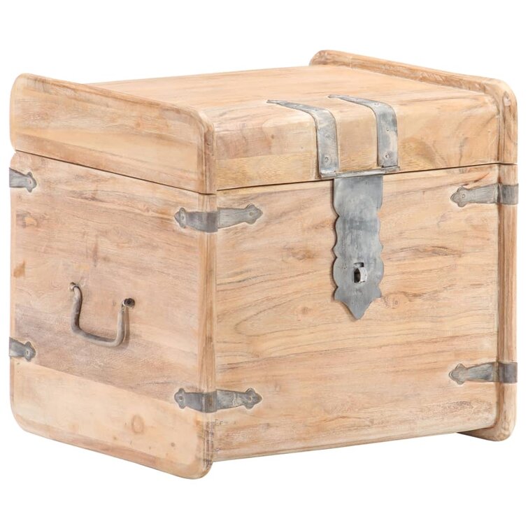 Union Rustic Storage Chest Storage Box Trunk with Lock for Bedroom Solid  Wood Acacia