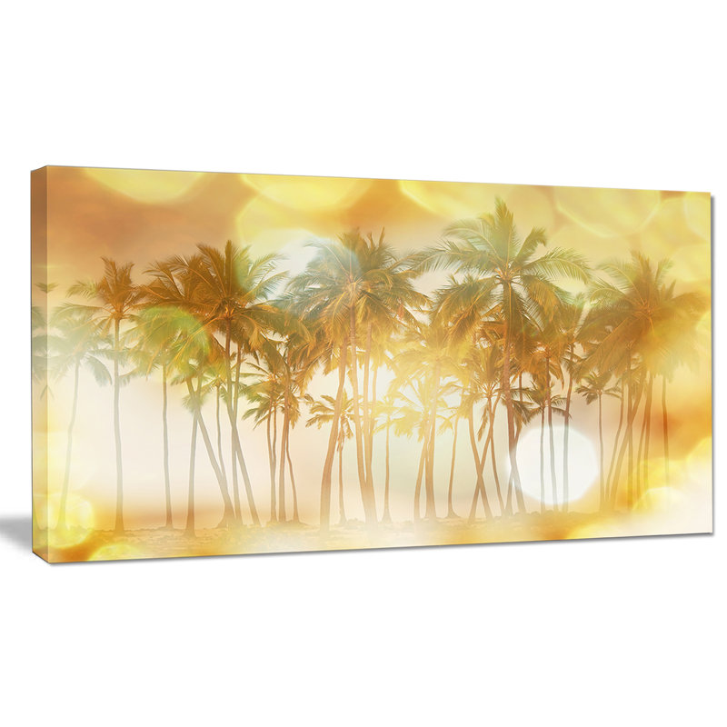 «Palms in Serene Tropical Beach», impression sur toile tendue, H 16 po x l 32 po