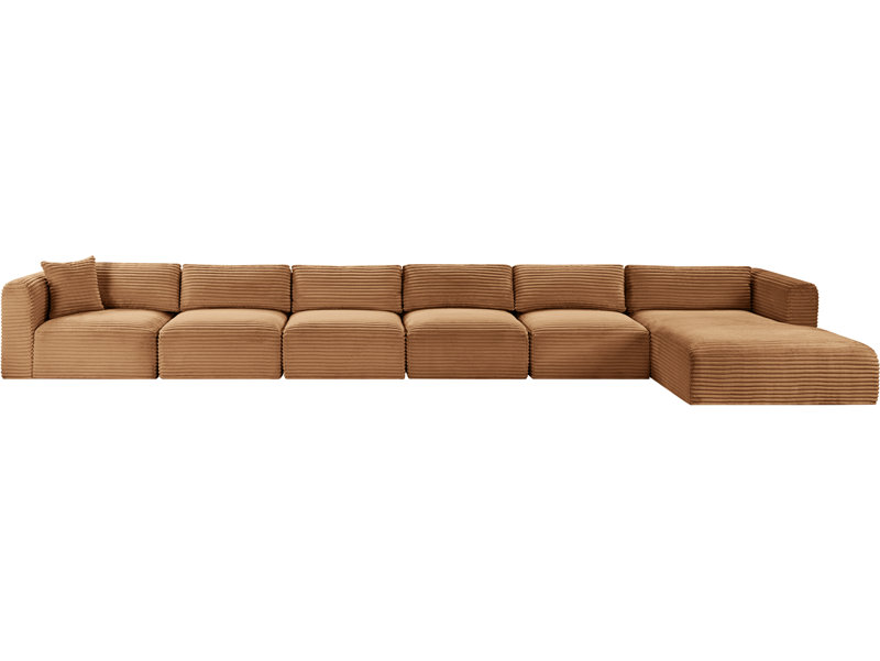 Canapé modulaire en L Carmean Performance, Velours côtelé texturé, 4 sans accoudoirs, 1 méridienne, 1 coin